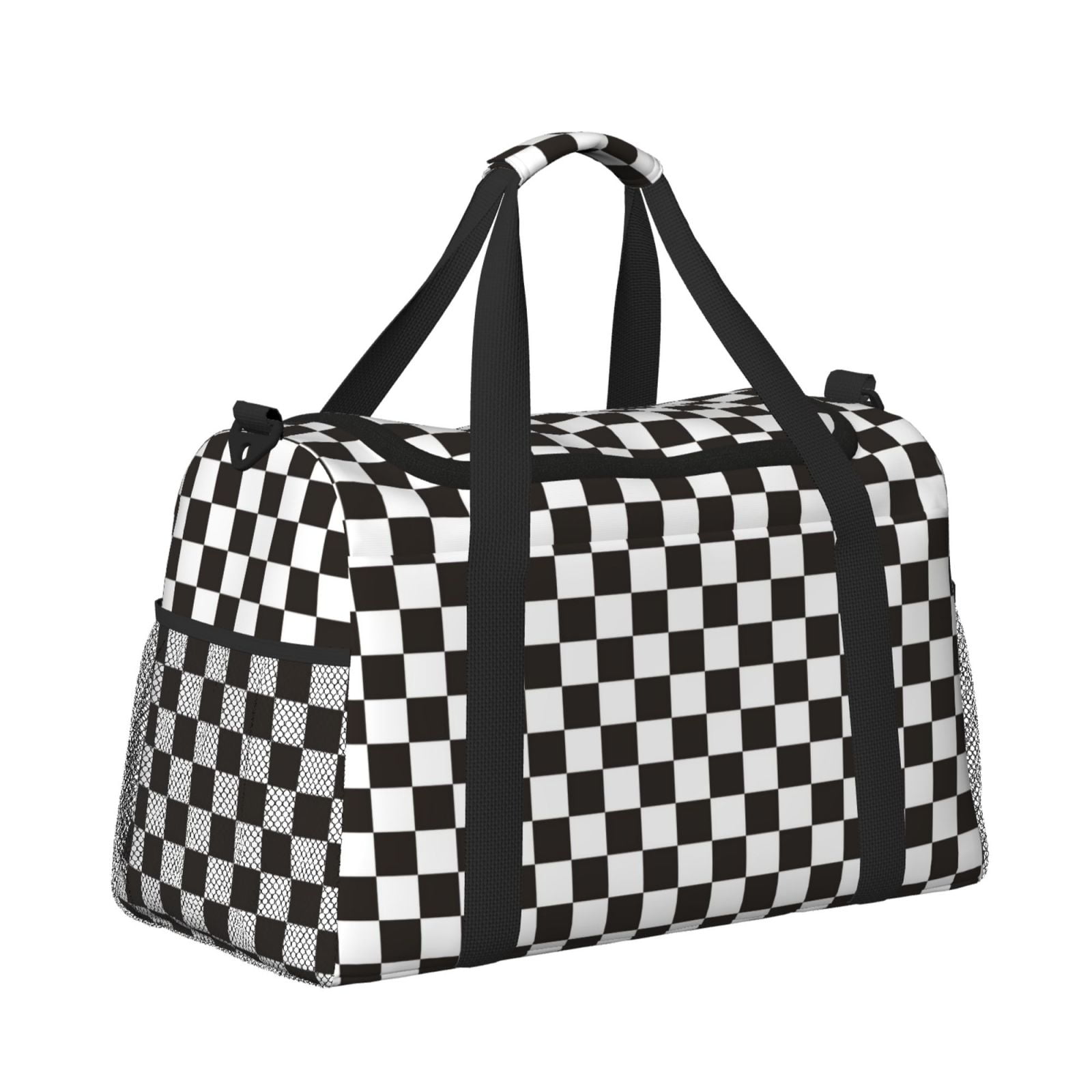 Ratiio Black and White Checkerboard Pattern Hand Travel Bag, Weekender ...