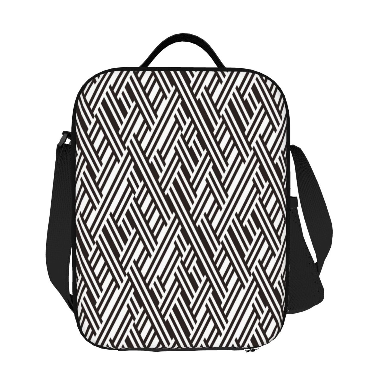 Ratiio Black White Stripes Print Lunch Box - Reusable Lunch Bag Men Adult Women- Insulated LunchBox