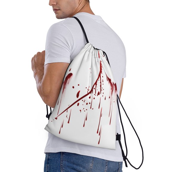 Ratiio Bloody Hand Print Drawstring Backpack Bag Sport Gym Sackpack Heavy Duty String Backpack for Men Women