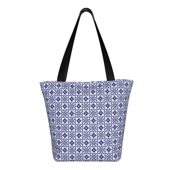 Ratiio Blue And White Porcelain Chinaware Print Shoulder Bag for Women, Polyester Crossbody Purse Lightweight Handbag for Daily Travel and Casual Use