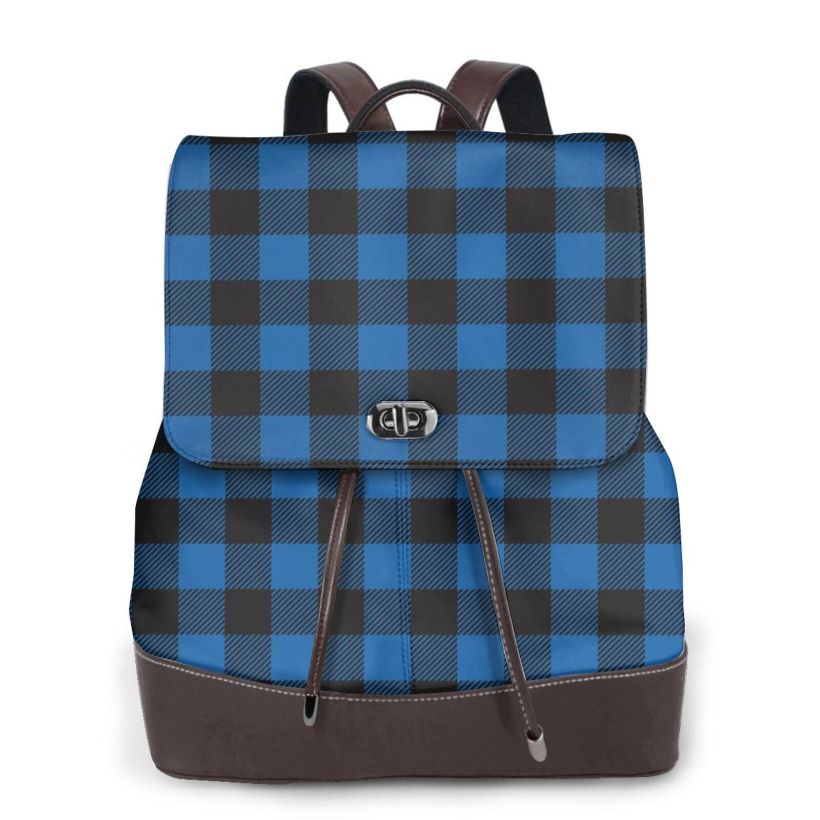 4275 Checkered Backpack Purse Plaid Back Pack Purses Leather Backpack Bags Plaid Faux Leather Mini Backpack: Stylish Travel Bag (11 main image 2