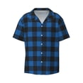 thumbnail image 1 of Ratiio Blue Black Plaid Print Mens Casual Short Sleeve Shirts Button Down Textured Shirts Summer Beach Shirt with Pocket Men's Casual Short-sleeved Shirt, 1 of 2