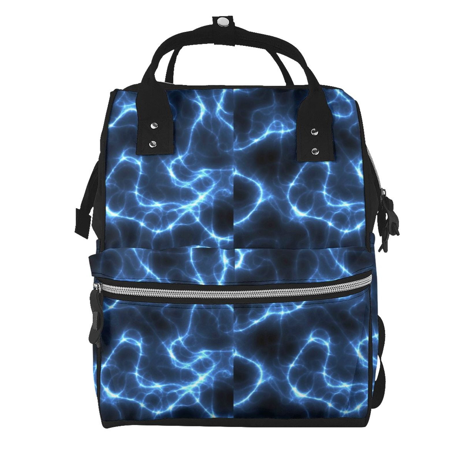 Ratiio Blue Lightning Mummy Backpack - Waterproof Twill Canvas, Large Capacity Diaper Bag with Multiple Pockets and Adjustable Straps