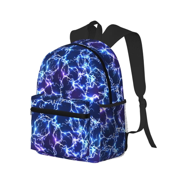 Ratiio Blue Lightning1 Print Casual Backpack for Men and Women, Water Resistant Oxford Fabric School Bag Lightweight Travel Daypack