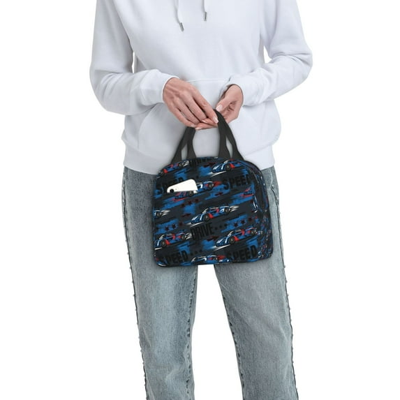 Ratiio Blue Sports Car Print Lunch Bag Lunch Box Insulated Lunch Bag Adult Lunch Box for Men and Women