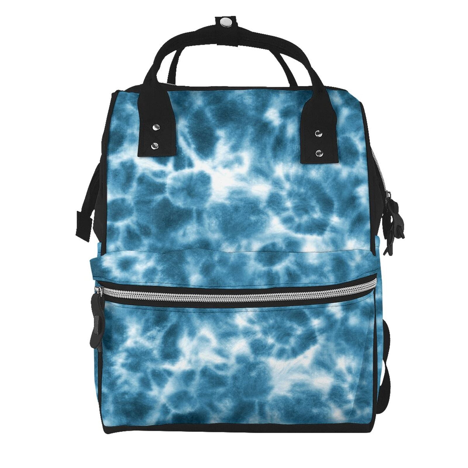 Ratiio Blue Tie Dye Mummy Backpack - Waterproof Twill Canvas, Large Capacity Diaper Bag with Multiple Pockets and Adjustable Straps
