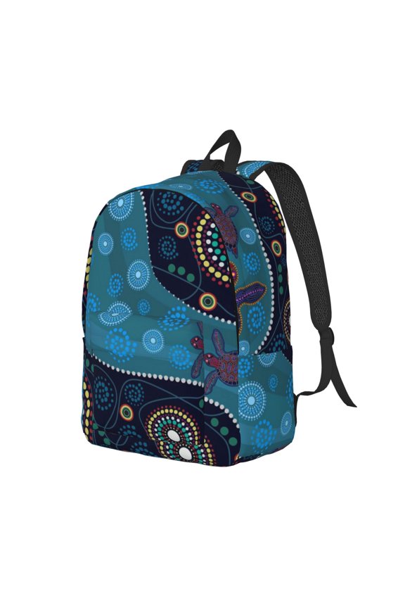Bohemian Turtle Print Canvas Backpack for Women & Men Retro Aesthetic Rucksack Basic Backpack for High School/College Students Travel Laptop Bag