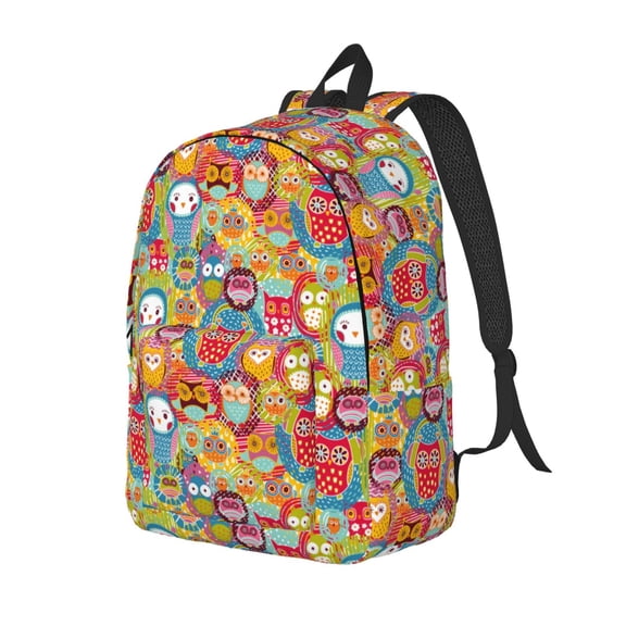 Ratiio Boho Cute Owls Print Canvas Backpack for Women & Men Retro Aesthetic Rucksack Basic Backpack for High School/College Students Travel Laptop Bag