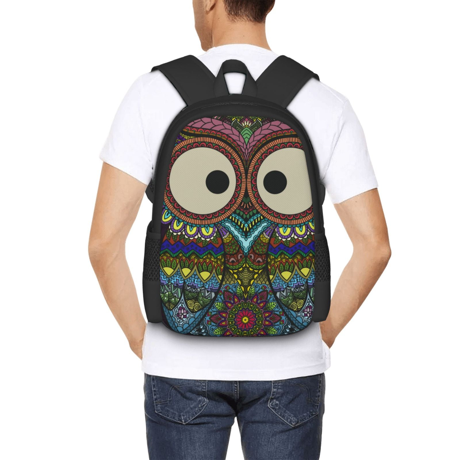 5888 Owl and Moon at Night Backpack Purse Travel Casual Daypack College Owl Backpack - For School/Outings, Cute Animal Design  main image 3