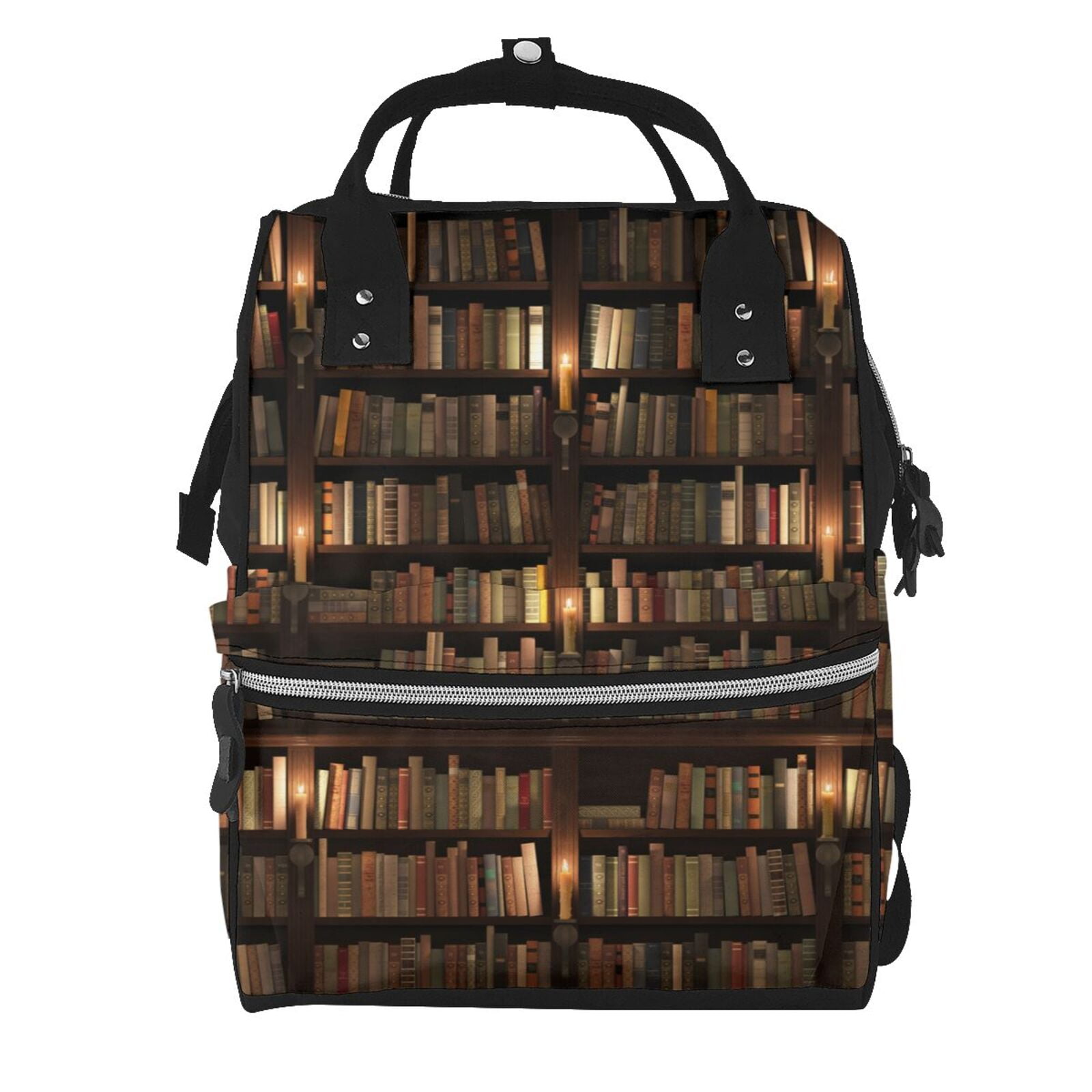 Ratiio Bookshelves Mummy Backpack - Waterproof Twill Canvas, Large Capacity Diaper Bag with Multiple Pockets and Adjustable Straps