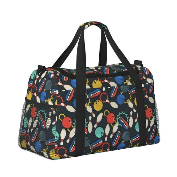 Ratiio Bowling Ball Pattern Hand Travel Bag, Weekender Carry On for Women Men, Sports Gym Bag, Workout Duffel Bag, Overnight Shoulder Bag fit 15.6 Inch Laptop
