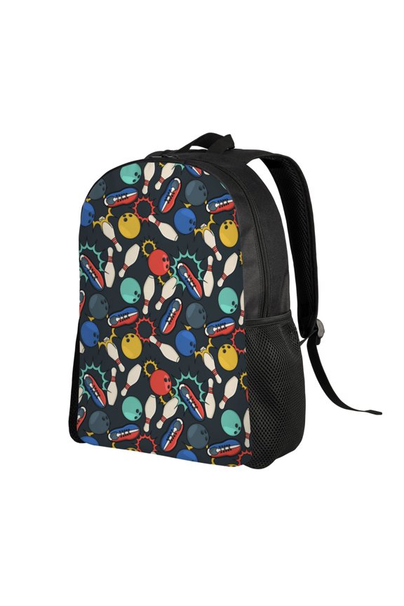 Bowling Ball Print Backpack with Padded 15-inch Laptop Sleeve- Spacious and Durable Daypack for Work and Travel