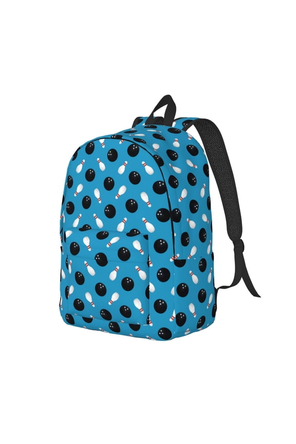 Bowling Balls Print Canvas Backpack for Women & Men Retro Aesthetic Rucksack Basic Backpack for High School/College Students Travel Laptop Bag