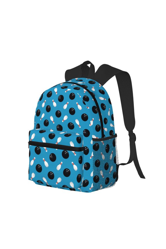 Bowling Balls Print Casual Backpack for Men and Women, Water Resistant Oxford Fabric School Bag Lightweight Travel Daypack