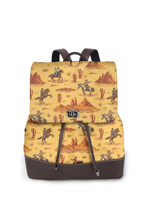 Brave Cowboys Pattern Womens Backpack Purse Leather Backpack Purse for Women Travel Fashion Backpack Designer Ladies Shoulder Bags