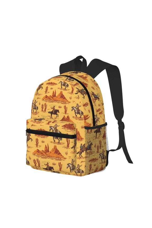 Brave Cowboys Print Casual Backpack for Men and Women, Water Resistant Oxford Fabric School Bag Lightweight Travel Daypack