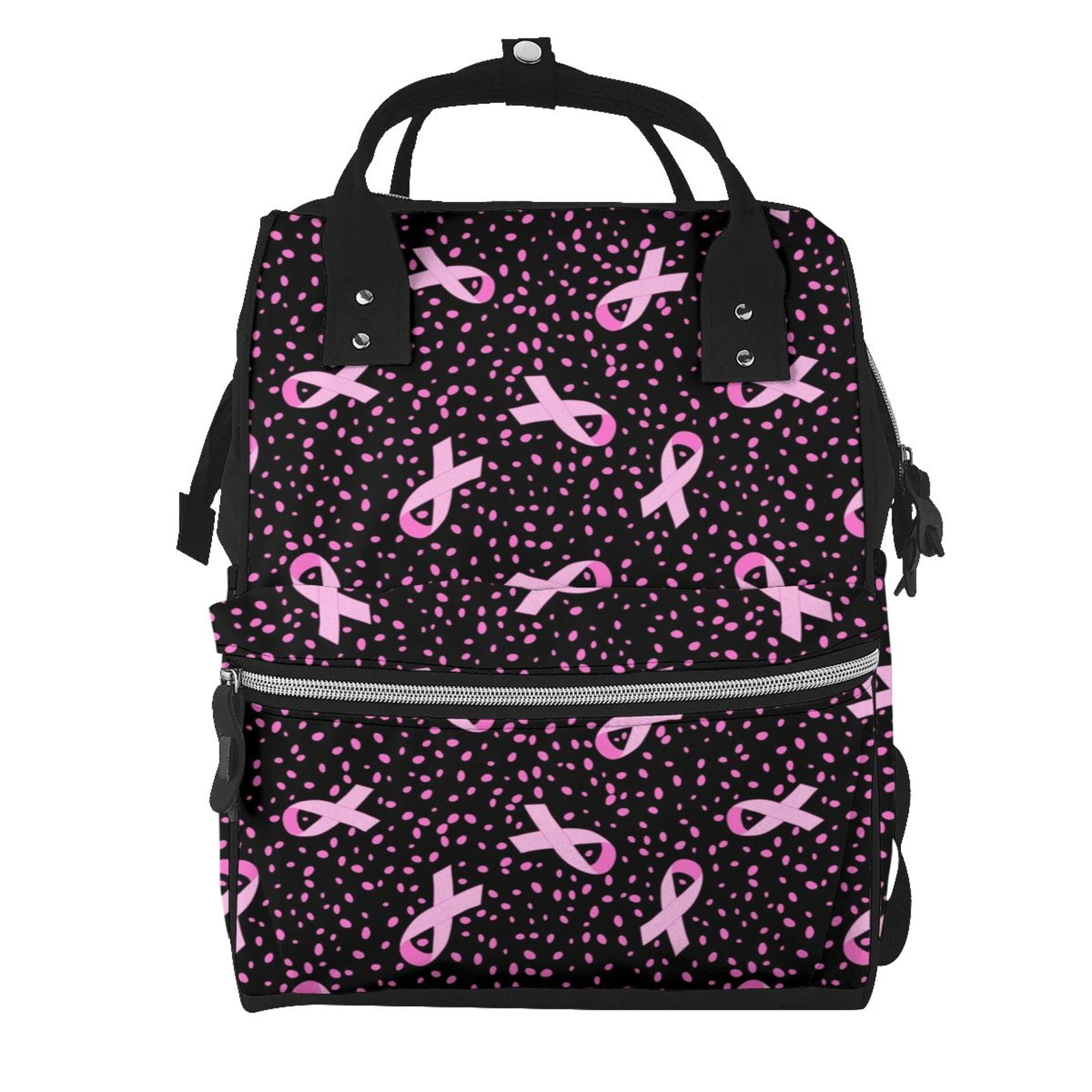 Ratiio Breast Cancer Awareness3 Mummy Backpack - Waterproof Twill Canvas, Large Capacity Diaper Bag with Multiple Pockets and Adjustable Straps