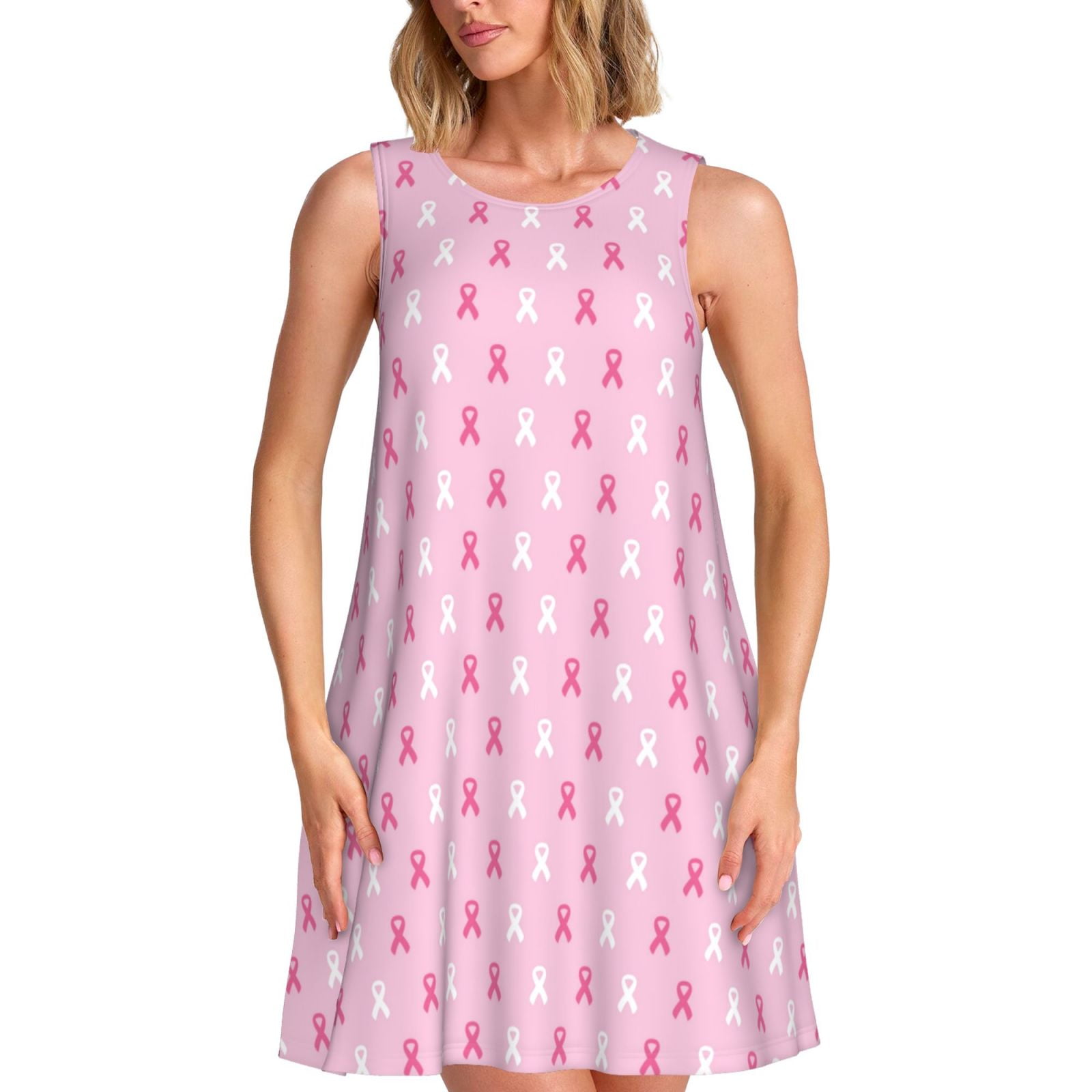 Ratiio Breast Cancer Awareness5 Pattern Women's Sleeveless Dress ...