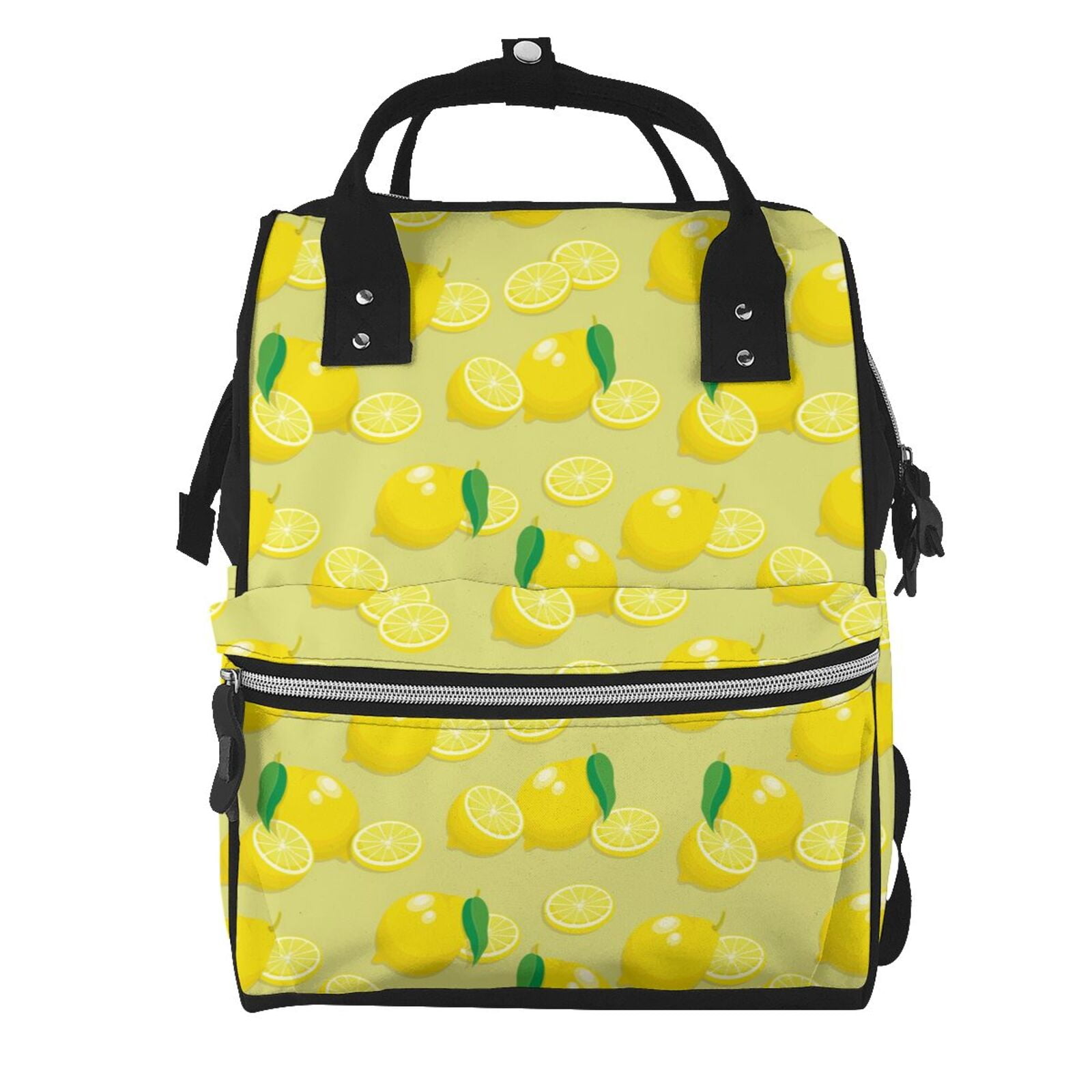 Ratiio Bright Lemons Mummy Backpack - Waterproof Twill Canvas, Large Capacity Diaper Bag with Multiple Pockets and Adjustable Straps