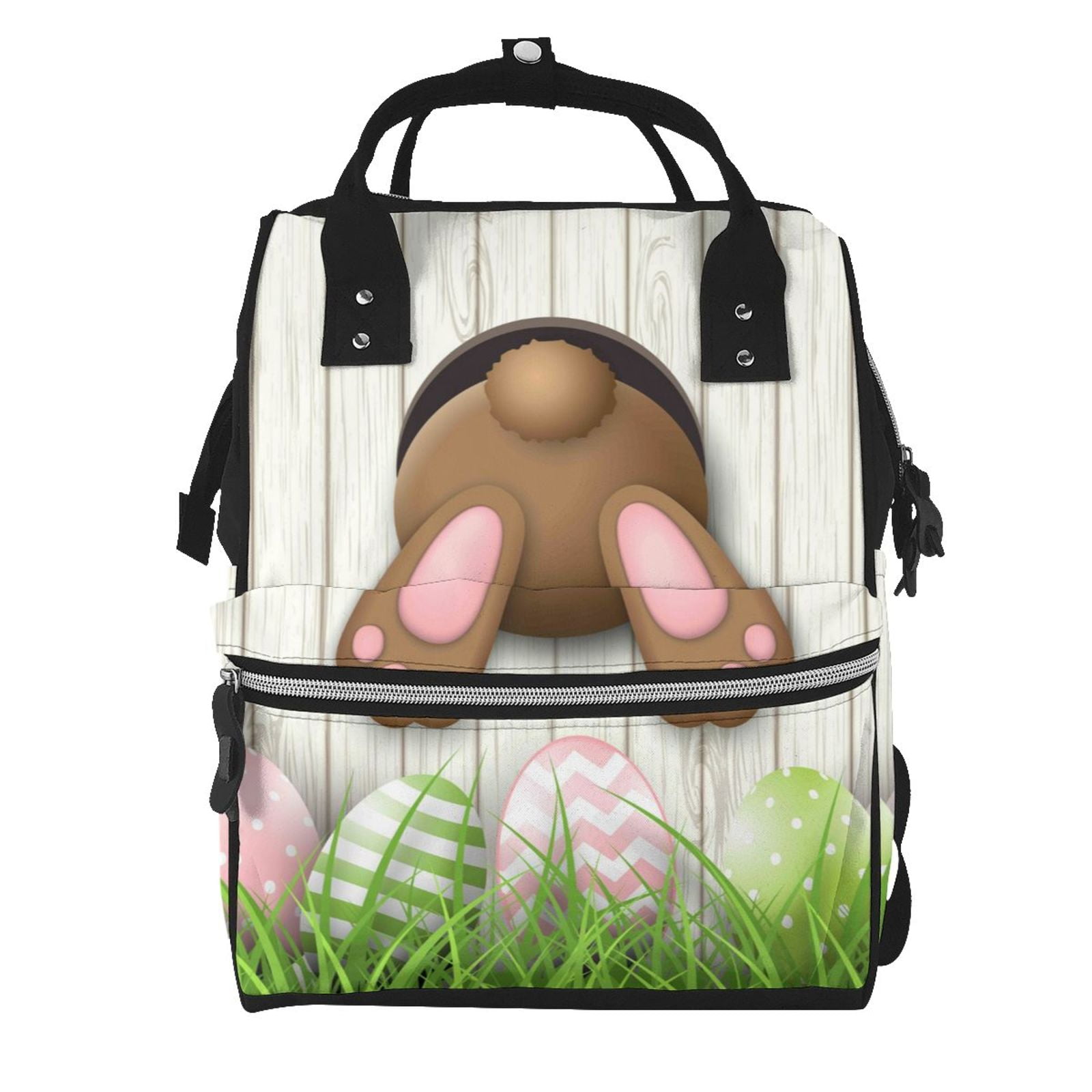 Ratiio Brown Bunny Mummy Backpack - Waterproof Twill Canvas, Large Capacity Diaper Bag with Multiple Pockets and Adjustable Straps