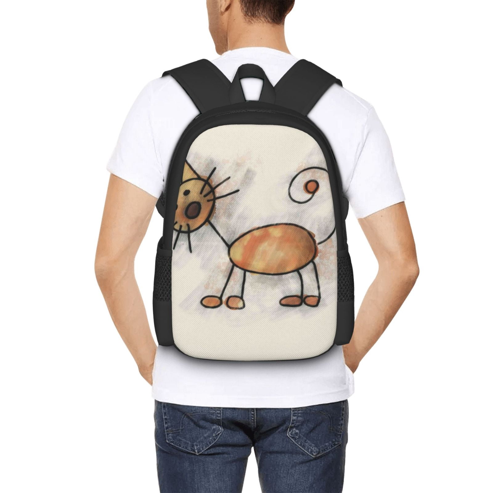 Ratiio Brown Cat Cartoon Backpack for Men and Women - Durable 600D Oxford Cloth -Large Capacity, Water-Resistant School, Travel, and Hiking Bag