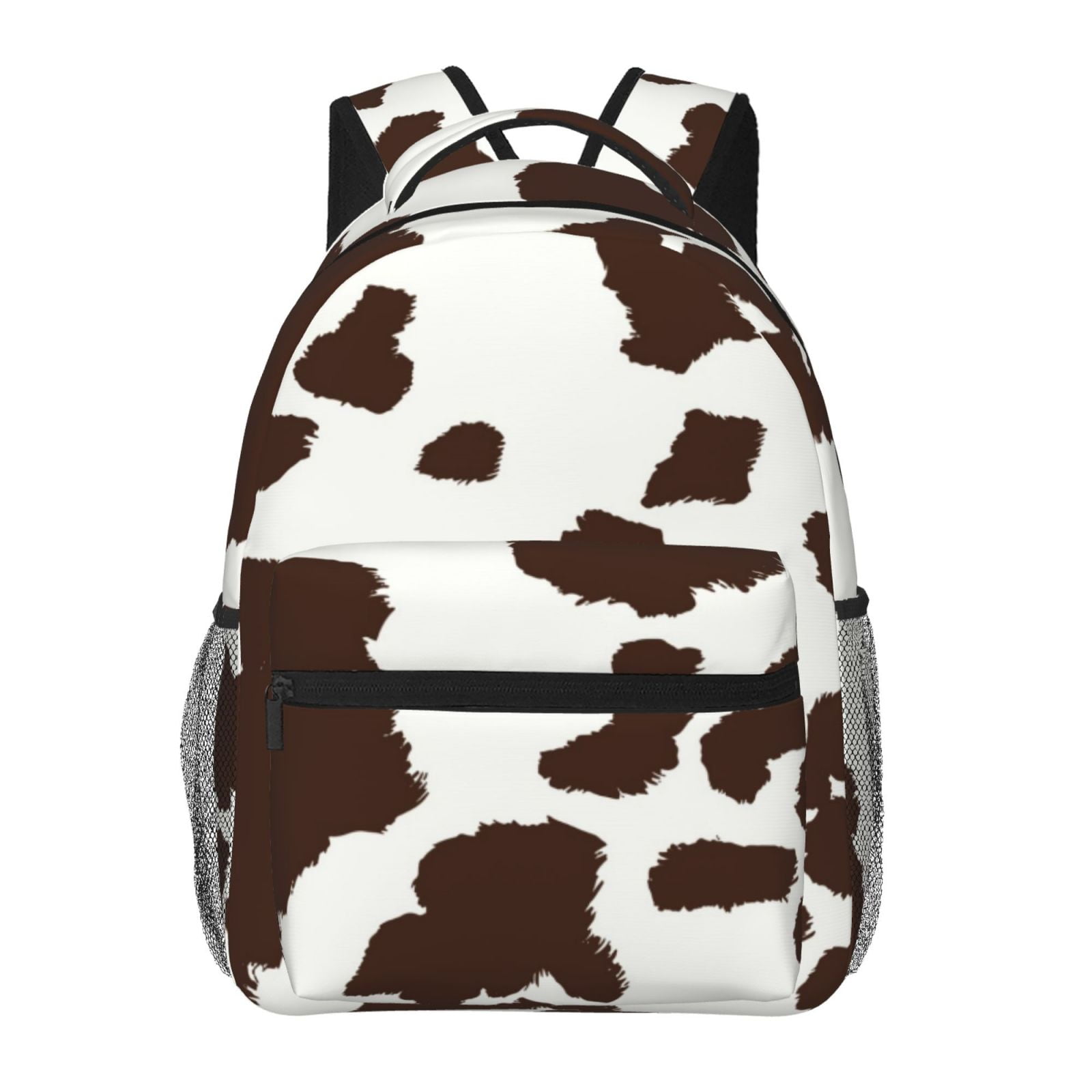 Ratiio Brown Cow Print Eco-Friendly Casual Backpack, Water-Resistant Polyester Canvas Daypack with Smooth Zippers, Comfortable & Durable Travel Bag with Laptop Compartment