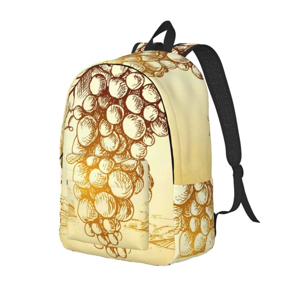 Ratiio Bunch of Grapes Print Canvas Backpack for Women & Men Retro Aesthetic Rucksack Basic Backpack for High School/College Students Travel Laptop Bag