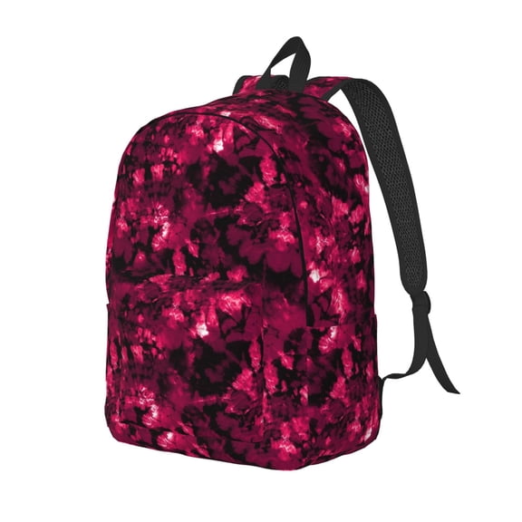 Ratiio Burgundy Tie Dye Print Canvas Backpack for Women & Men Retro Aesthetic Rucksack Basic Backpack for High School/College Students Travel Laptop Bag