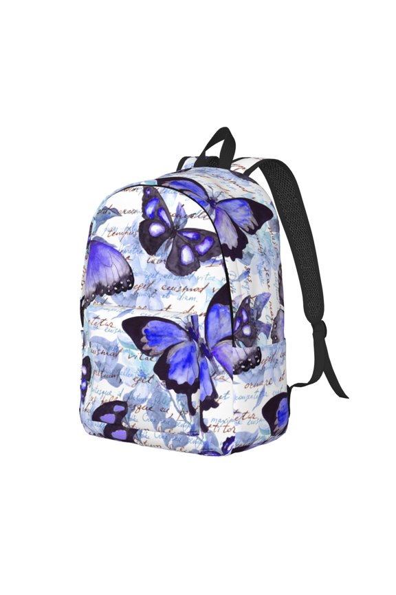 Butterflies Print Canvas Backpack for Women & Men Retro Aesthetic Rucksack Basic Backpack for High School/College Students Travel Laptop Bag