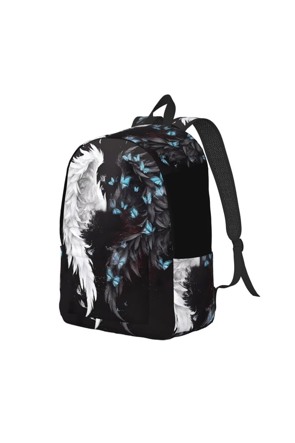 Butterfly Angel Wings Art Print Canvas Backpack for Women & Men Retro Aesthetic Rucksack Basic Backpack for High School/College Students Travel Laptop Bag