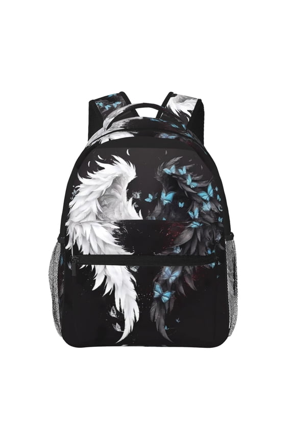 Butterfly Angel Wings Art Print Eco-Friendly Casual Backpack, Water-Resistant Polyester Canvas Daypack with Smooth Zippers, Comfortable & Durable Travel Bag with Laptop Compartment