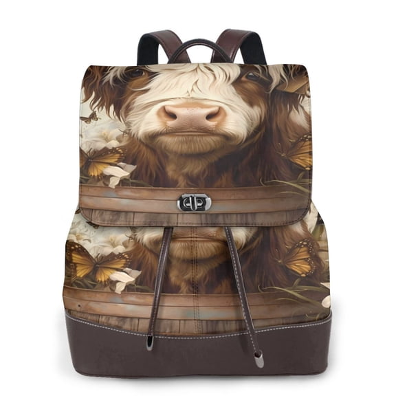 Ratiio Butterfly Cow Barrel Pattern Womens Backpack Purse Leather Backpack Purse for Women Travel Fashion Backpack Designer Ladies Shoulder Bags