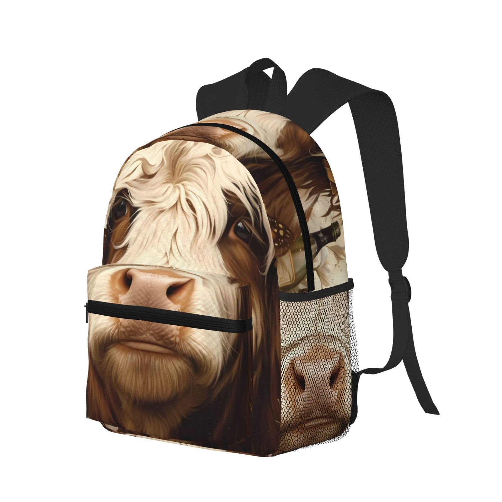 Ratiio Butterfly Cow Barrel Print Casual Backpack for Men and Women, Water Resistant Oxford Fabric School Bag Lightweight Travel Daypack