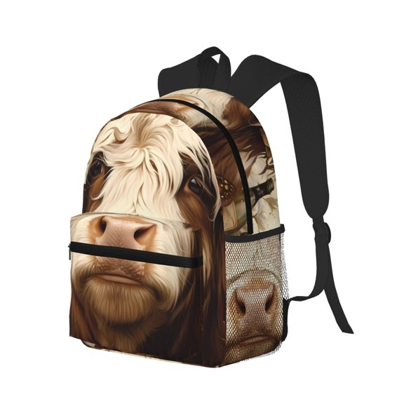 Ratiio Butterfly Cow Barrel Print Casual Backpack for Men and Women, Water Resistant Oxford Fabric School Bag Lightweight Travel Daypack