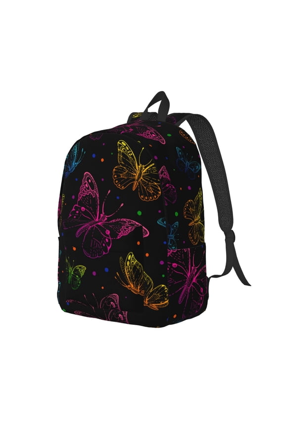 Butterfly Print Canvas Backpack for Women & Men Retro Aesthetic Rucksack Basic Backpack for High School/College Students Travel Laptop Bag