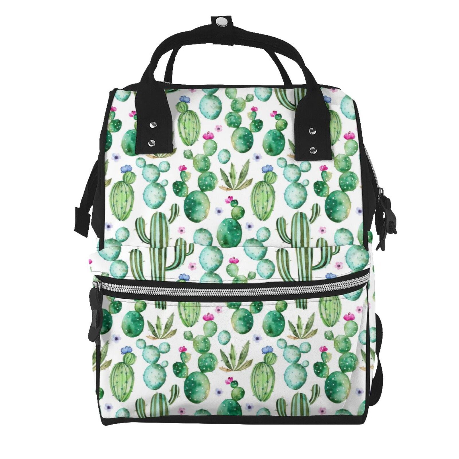Ratiio Cactus Plants1 Mummy Backpack - Waterproof Twill Canvas, Large Capacity Diaper Bag with Multiple Pockets and Adjustable Straps