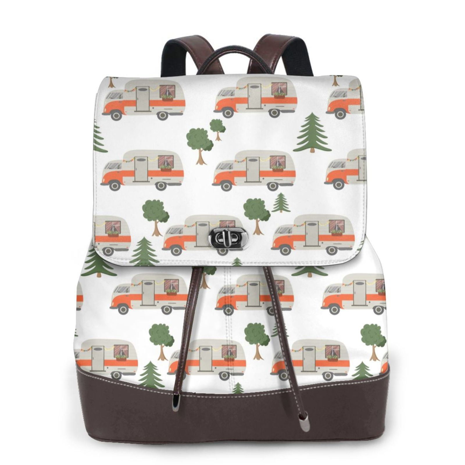 Ratiio Camp Van Pattern Womens Backpack Purse Leather Backpack Purse ...
