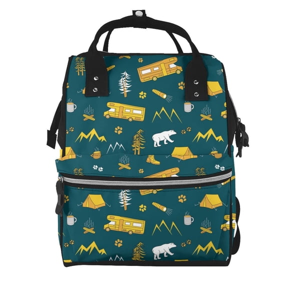 Ratiio Camping Mummy Backpack - Waterproof Twill Canvas, Large Capacity Diaper Bag with Multiple Pockets and Adjustable Straps