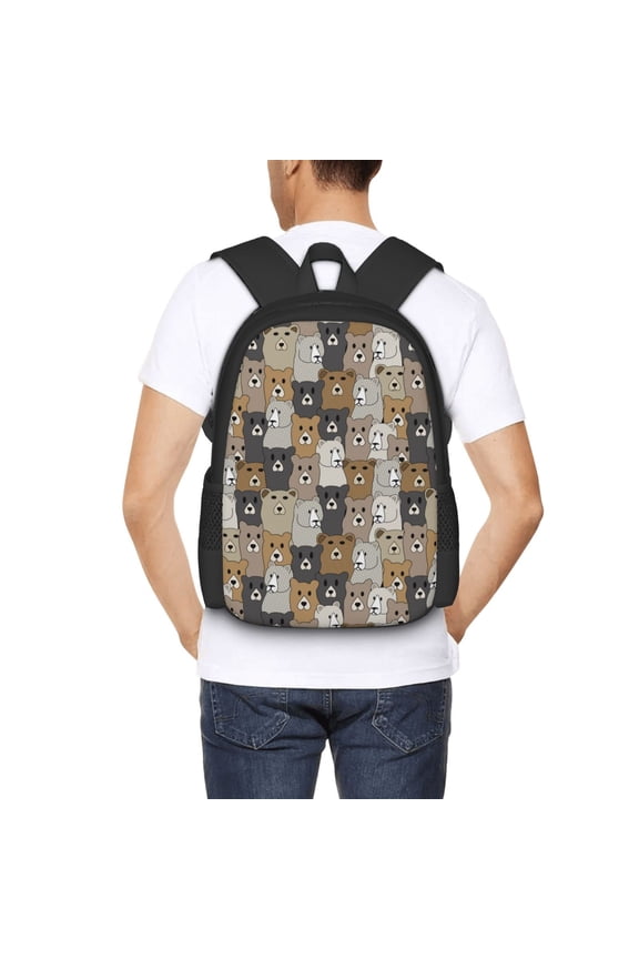 Cartoon Bear Backpack for Men and Women - Durable 600D Oxford Cloth -Large Capacity, Water-Resistant School, Travel, and Hiking Bag