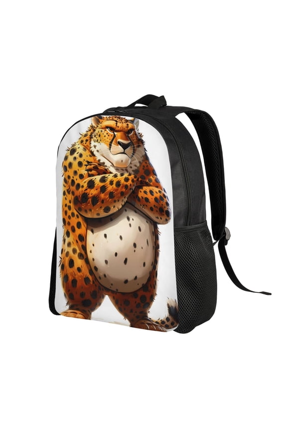 Cartoon Cheetah With Attitude Print Backpack with Padded 15-inch Laptop Sleeve- Spacious and Durable Daypack for Work and Travel