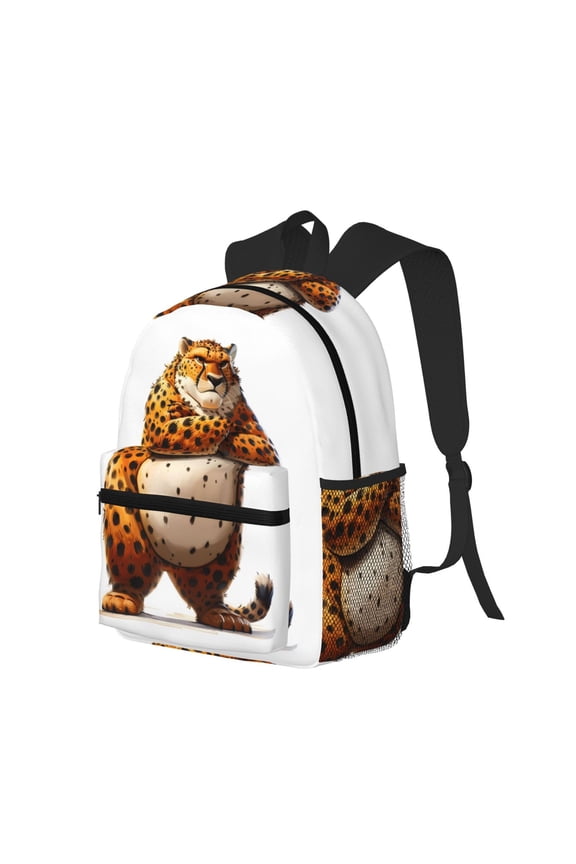 Cartoon Cheetah With Attitude Print Casual Backpack for Men and Women, Water Resistant Oxford Fabric School Bag Lightweight Travel Daypack
