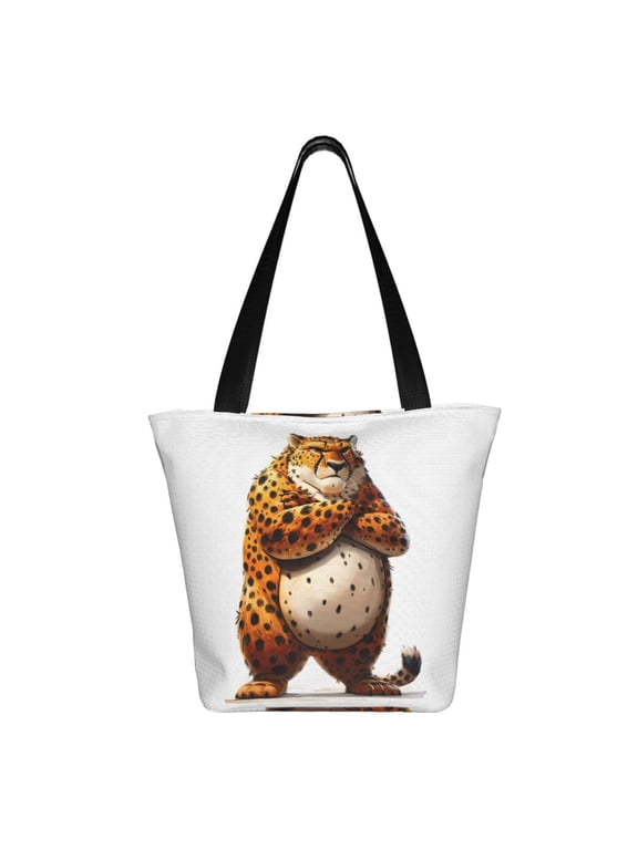 Cartoon Cheetah With Attitude Print Shoulder Bag for Women, Polyester Crossbody Purse Lightweight Handbag for Daily Travel and Casual Use