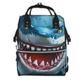 thumbnail image 1 of Ratiio Cartoon Cute Shark Mummy Backpack - Waterproof Twill Canvas, Large Capacity Diaper Bag with Multiple Pockets and Adjustable Straps, 1 of 3