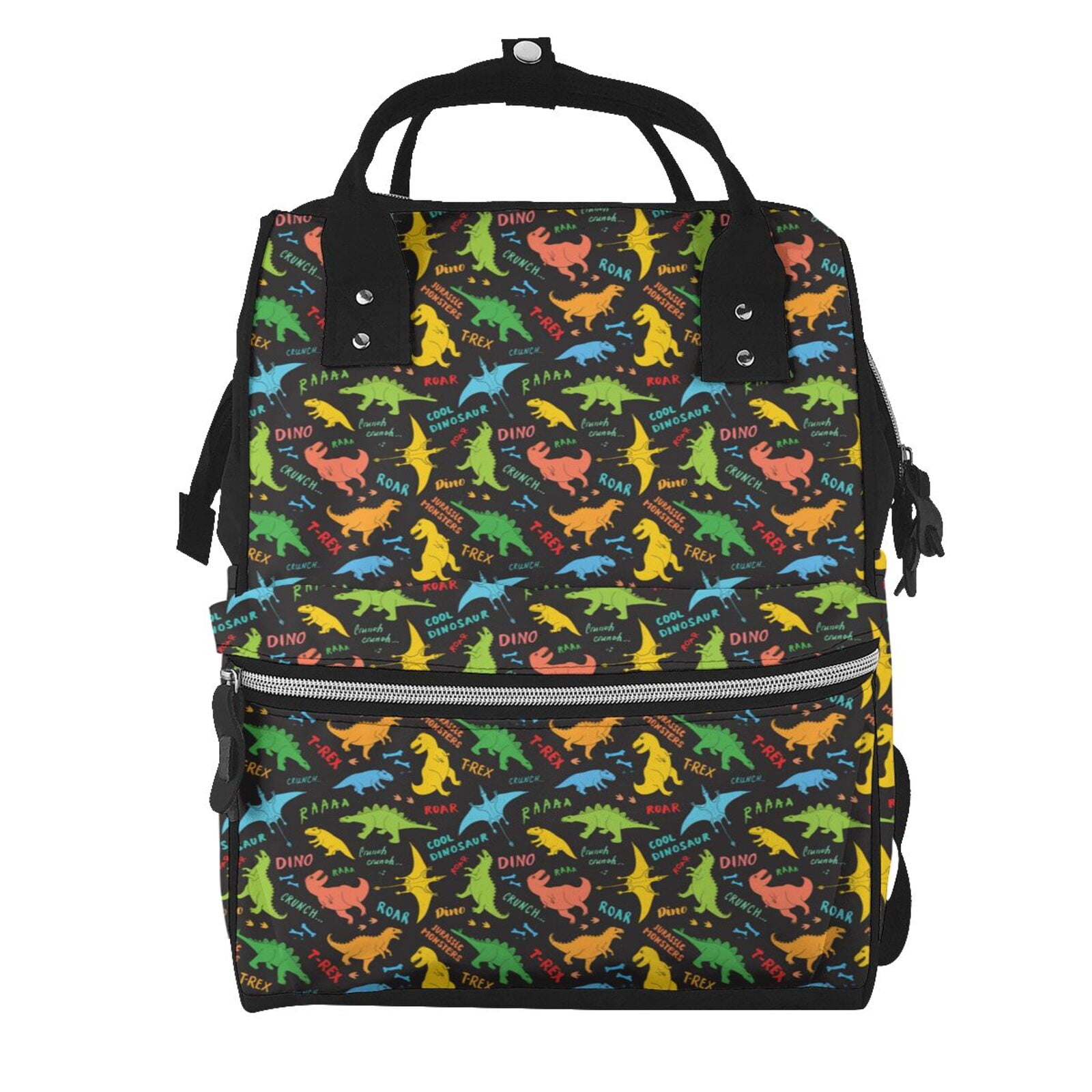 Ratiio Cartoon Dino Mummy Backpack - Waterproof Twill Canvas, Large Capacity Diaper Bag with Multiple Pockets and Adjustable Straps