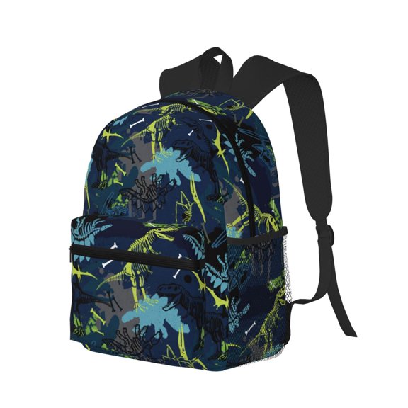 Ratiio Cartoon Dinosaur Print Casual Backpack for Men and Women, Water Resistant Oxford Fabric School Bag Lightweight Travel Daypack