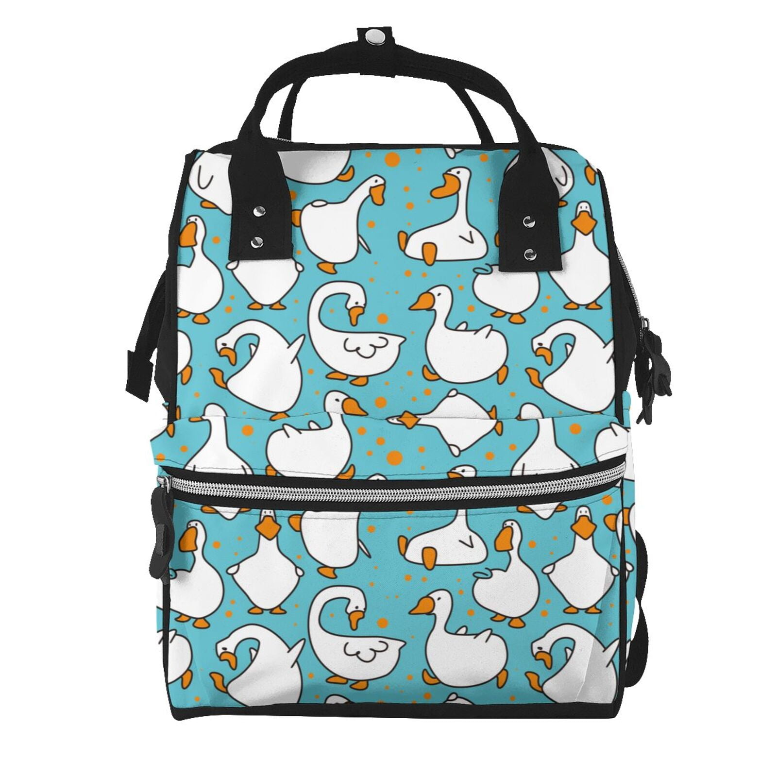 Ratiio Cartoon Funny Goose Mummy Backpack - Waterproof Twill Canvas, Large Capacity Diaper Bag with Multiple Pockets and Adjustable Straps