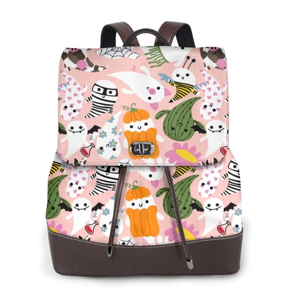 Ratiio Cartoon Halloween Pattern Womens Backpack Purse Leather Backpack Purse for Women Travel Fashion Backpack Designer Ladies Shoulder Bags