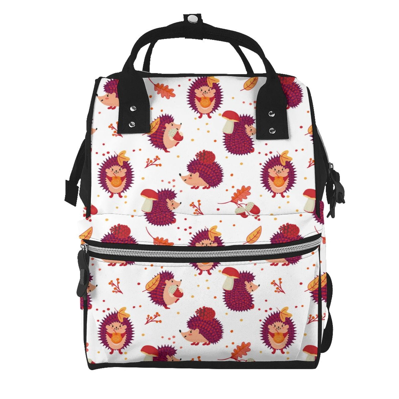 Ratiio Cartoon Hedgehogs Mummy Backpack - Waterproof Twill Canvas, Large Capacity Diaper Bag with Multiple Pockets and Adjustable Straps