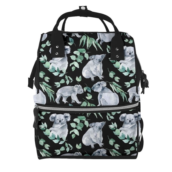 Ratiio Cartoon Koala Bear Mummy Backpack - Waterproof Twill Canvas, Large Capacity Diaper Bag with Multiple Pockets and Adjustable Straps