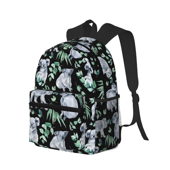 Ratiio Cartoon Koala Bear Print Casual Backpack for Men and Women, Water Resistant Oxford Fabric School Bag Lightweight Travel Daypack
